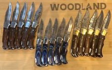 LOT of 15 pcs Damascus Steel Hunting Folding knife, Pocket Knives w/ Sheath WL picture
