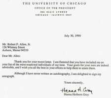 “University of Chicago” Hanna Holborn Gray Hand Signed TLS Dated 1990 picture