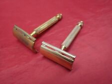 2 Vintage Gillette Safety Razor Made in USA Gold Tone Ball-End TECH picture