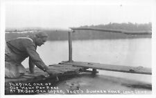 J43/ Long Lake Minnesota RPPC Postcard c40s-50s Pet Bass Fish Weird Vogt  143 picture
