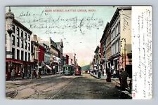 Battle Creek MI-Michigan, Main Street, Storefronts, Vintage c1907 Postcard picture