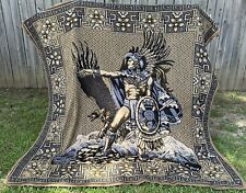 Vtg La Paz Aztec Warrior & Eagle Blanket Mexico La Malinche Bedspread Throw Read picture