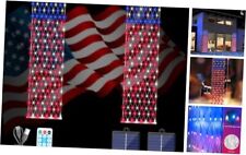 2PC Red White and Blue Solar American Flag Net Lights Outdoor, Solar Powered picture