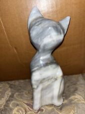 Marble Cat Figure Figurine Modernist Carved Art 6.25” picture