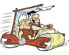 The Flintstones Barney and Fred ride in The Flintmobile 8x10 inch photo picture