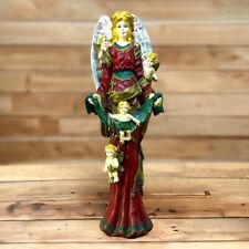 Vintage Merry Christmas Angel w/Cherubs 11” Tall Resin Nativity Figurine Painted picture