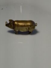 Antique Brass Pig matchstick holder/vesta or 'go to bed' match safe Victorian picture