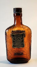 Antique Frumenti Spiritus Amber Whiskey Bottle Embossed Spider Web 1916 picture