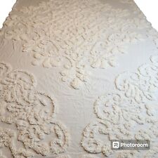 Vintage White Chenille Bedspread Blanket 100% Cotton Queen Fringe 106x88 Boho picture