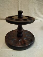 VTG Beautiful Dark Wood 10 Tobacco Pipe Stand picture