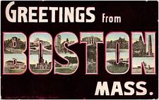 Greetings from Boston Massachusetts MA Large Letter 1907 Postcard Unused picture