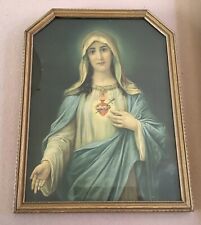 Vintage Sacred Heart Virgin Mary Framed Print picture