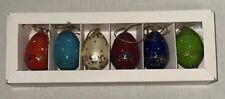 Russian Lavrovo Hanging Ornament Painted Set x 6 Wooden Eggs Folk Art Design NOS picture