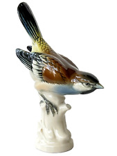 Antique Bird Figurine Porcelain Sparrow Rare Volkstedt Aelteste Germany picture