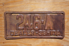 1938 Idaho EMBOSSED DEALER License Plate # 246-A picture