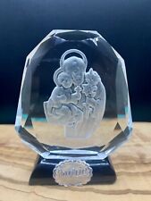 Vintage Religious Devotional St Anthony Etched Crystal Paperweight Vatican Rome picture