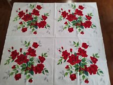Vintage Cotton Red Roses Tablecloth Wilendur?  31