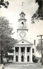 Kennebunkport ME~Clock About to Strike One Congregational Church~1950s RPPC picture