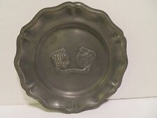 Vintage  Belgium Pewter Wall Hanging Plate 8 in  fin stain GF 1956 stamp MUNCHEN picture