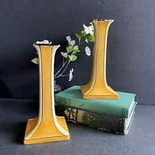 Two Vintage Grimwades Royal Winton Candlesticks Harlequin Yellow picture