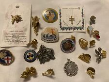 Christian Lapel Pins LOT of 23: Cross, Angel, 1 St Anthony Pendant Holy Family picture