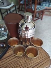 Vintage Gorgeous Travel Cocktail Shaker With Four Cups & Leather Carry Case picture