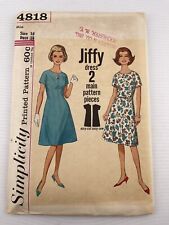 VINTAGE 60’s SIMPLICITY PATTERN 4818 MISS Size 14 Bust 34 One Piece Jiffy Dress picture