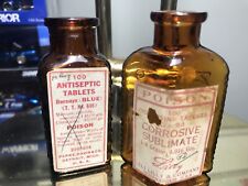Two Very Clean Labeled Poison Bottles 2 5/8 Inches Tall No Chips Or Cracks picture