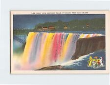 Postcard Night View of American Falls Niagara Falls New York USA picture