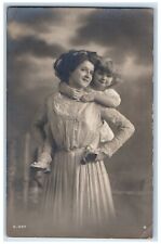 c1910's Mother And Daughter Studio Portrait Unposted Antique RPPC Photo Postcard picture
