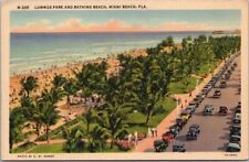 Vintage 1933 MIAMI BEACH Florida Linen Postcard 