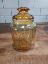 Vintage LE Smith Amber Bubble Glass Apothecary Canister Jar With Lid. picture