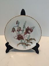 Asian Dish 8 Inch Red And Gold Floral Print Gold Scalloped Edges. picture
