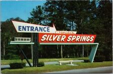 Vintage 1950s SILVER SPRINGS Florida Postcard Entrance Sign View / Chrome Unused picture