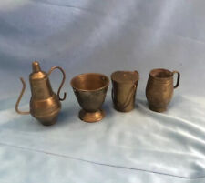 Miniture Vintage Brass Set Of 4 Items:Coffee/Tea Pot,Mug,Cup,Bucket picture