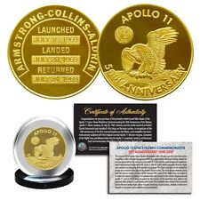 Apollo 11 50th Anniv. Commemorative Robbins Space Medallion Coin 24K GOLD 32MM picture