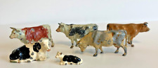 Metal Cows Farm Animals Lot of 6 Figures Made in England Vintage Farmhouse Style picture