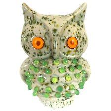 Vintage Owl Lamp Light Leviton Retro 60s 70s Nightlight Speckled Pottery Ceramic picture