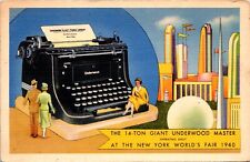 Postcard New York World's Fair 1940  - 14 ton Giant Underwood Master Typewriter picture