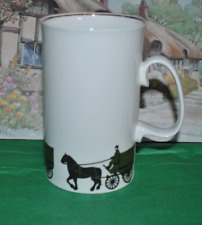 VTG HARRODS Latte Mug HORSE CARRIAGE Fine Bone China Gold Trim ENGLAND picture