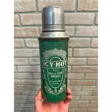 VINTAGE GREEN ICY HOT THERMOS VACUUM BOTTLE MADE IN USA W/ CORK picture