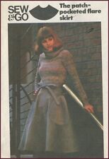 1970s Vintage Large Pockets Flared Skirt Butterick 4442 Pattern  Waist 24 Uncut picture