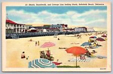 Rehoboth Beach Delaware Postcard Beach Boardwalk Cottage Line Unused 1937 UN picture