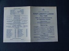 Pittsburgh Oakland Pennsylvania East Liberty Lodge Free Mason 725 Masonic 1952 picture