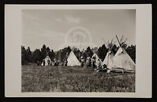 Incredible RPPC of Indian Tepees with Families in Front. C 1920's-30's Sioux? picture