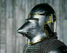 Bascinet houndskull medieval helmet 14th Century 14 gauge steel knight helmet picture