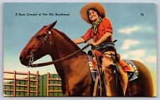 Postcard Cowgirl on a Horse 8C picture