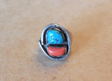 Effie C Zuni Native American Sterling Silver Ring Turquoise & Coral picture