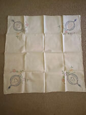 Vintage Hand Embroidered Card/Bridge Tablecloth, Ace/Diamond/Spade/Club, Retro picture