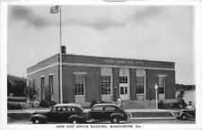 Manchester Georgia New Post Office Building Autos Eagle 1940s Postcard 21-12057 picture